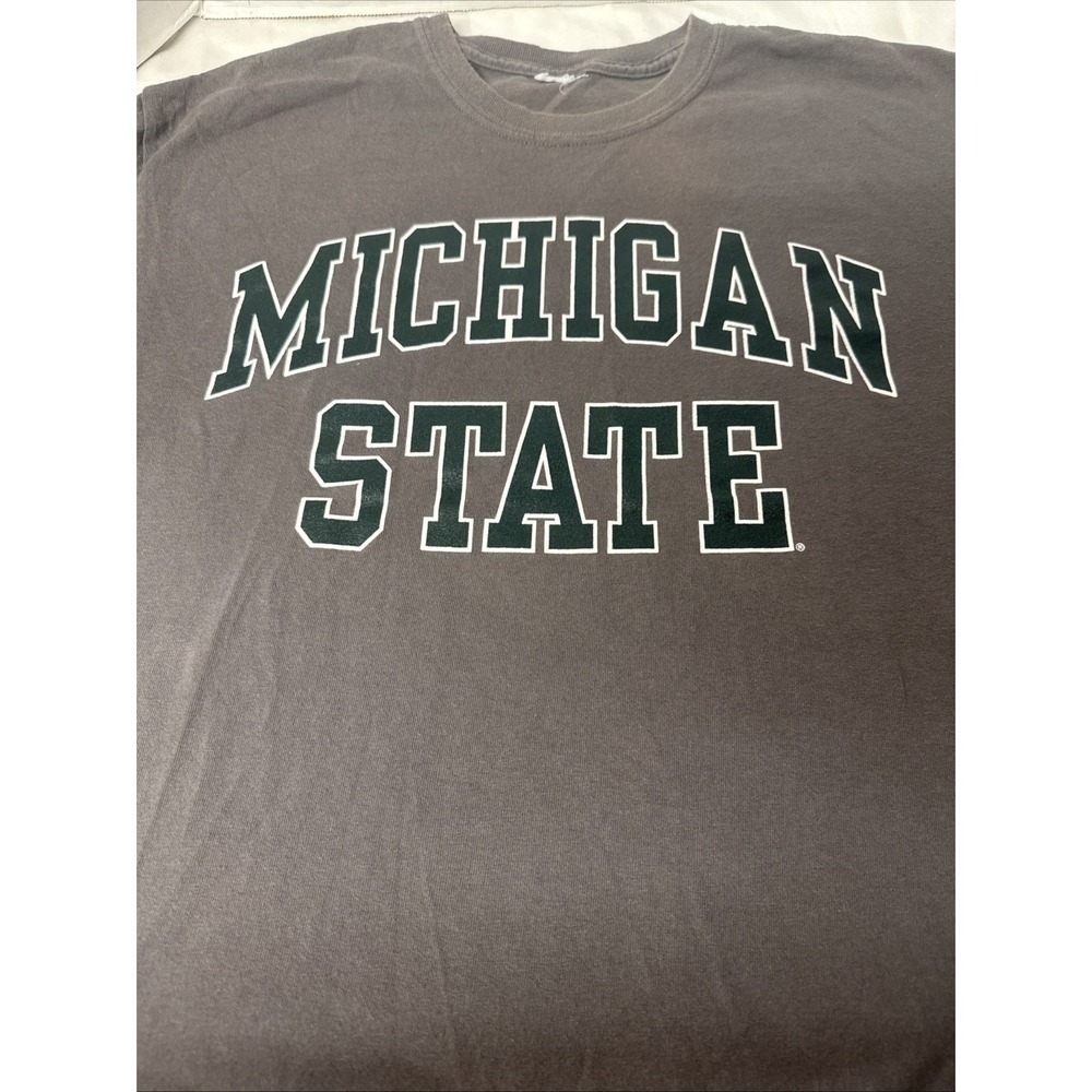 Vintage Michigan State Spartans T Shirt Mens Medium Gray Y2K 90s MSU Boxy Fit